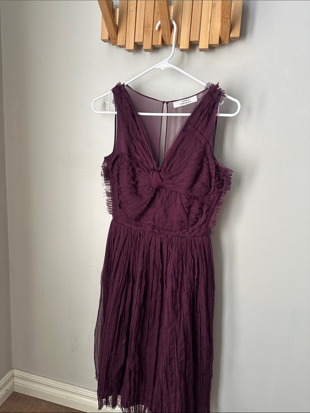 Robert Rodriguez Knot-Front Midi Dress in Plum